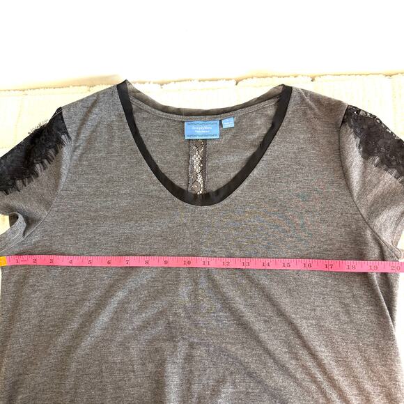 Simply Vera Wang Black Lace Womens Large Top Fairy Grunge Goth Boho Whimsigoth - Picture 7 of 12